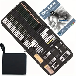 54-Pack Sketch Drawing Pencils Kit,Artist's Advanced Sketch Art Supplies，with Sketch book, Graphite, and Charcoal Pencils,paper