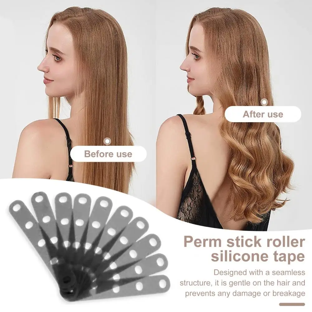 Perm Rubber Band Kit 20pcs Perm Rubber Band Hair Roller Curler Set for Women Traceless Wave Perming Rods with Silicone Straps