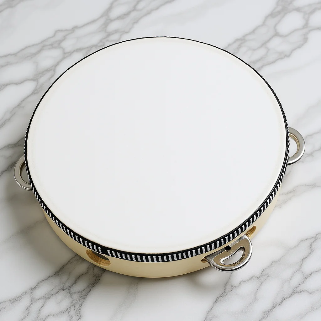 

Sheepskin Tambourine 10 Inch Hand Held Birch Drum Shell Metal Jingles for Party Concert Dance Educational Percussion