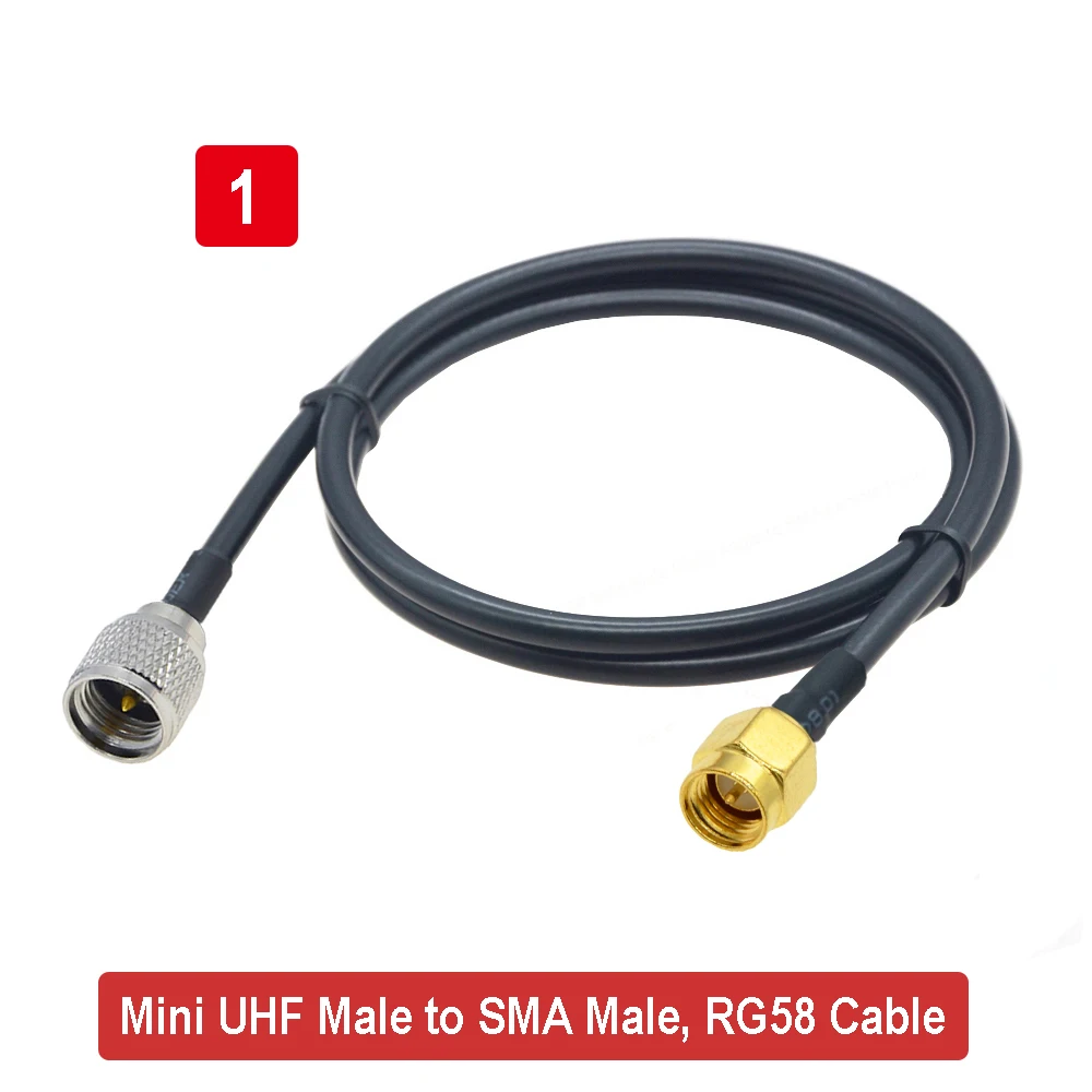 1PCS RG58 Coaxial Cable SMA Male/Female to Mini UHF Male Plug Connector RF Pigtail Jumper Adapters 10CM-30M for Electronics