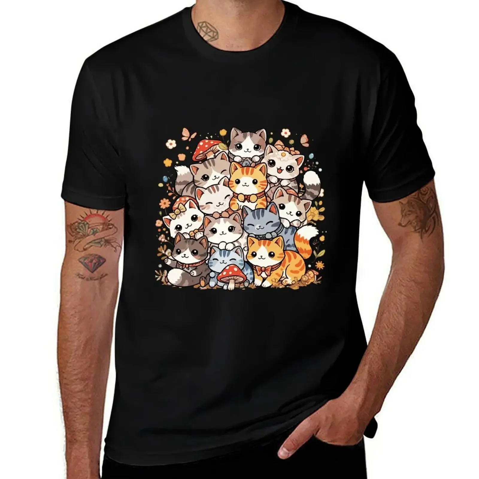 

Cute Cartoon Cats T-Shirt anime clothes korean fashion quick drying customs design your own mens t shirts pack