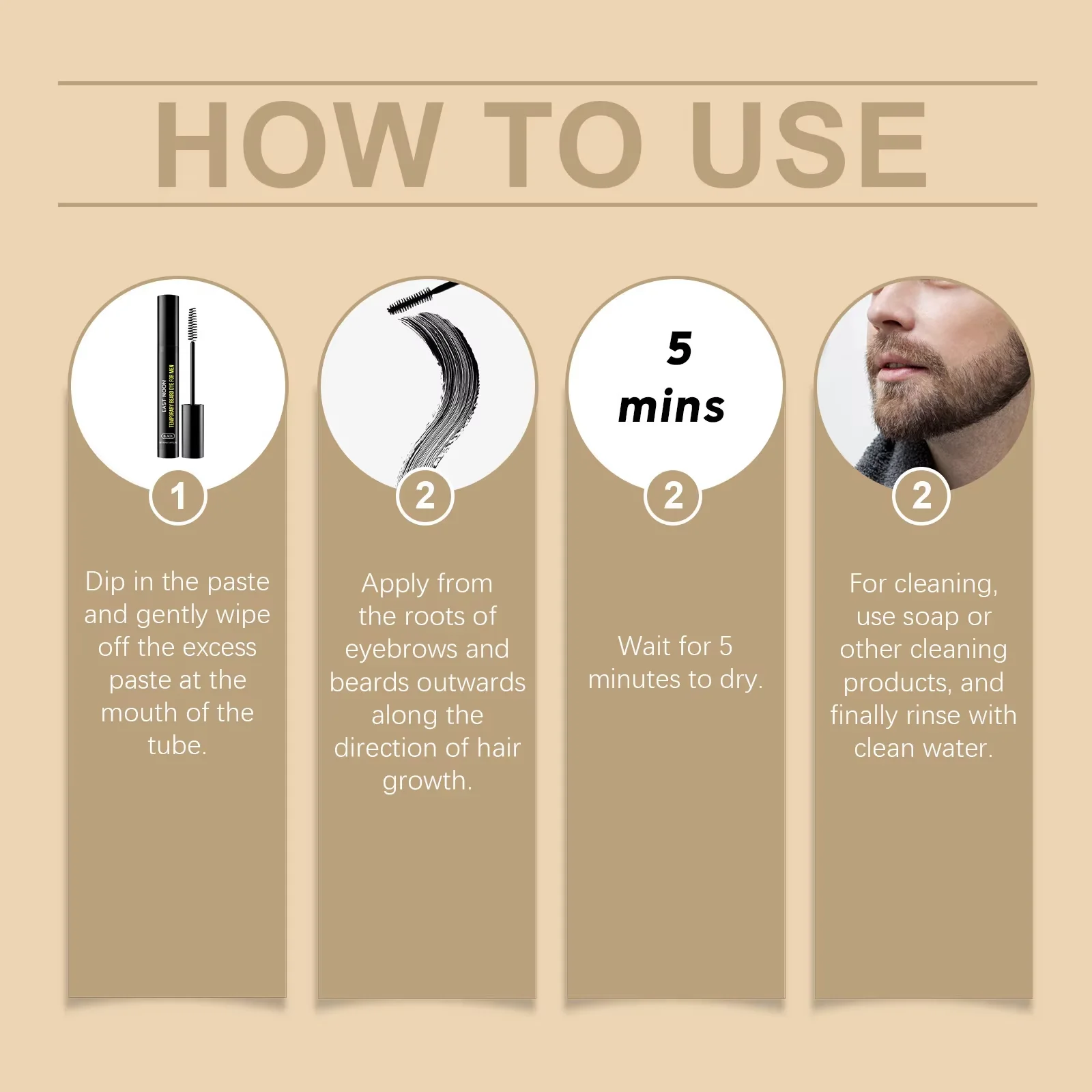 شرق القمر الطبيعي الأسود اللحية صبغ للرجال الذكور الشارب حشو مقاوم للماء تشكيل المحمولة تلوين دائم اللحية الصباغة القلم