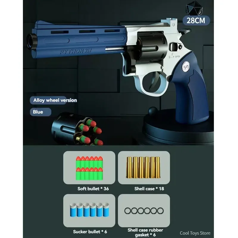 ZP5 Revolver Toy Pistol Alloy Wheel Air Gun Manual Soft Bullet Toy Guns Dart Realistic Shooting Handgun for Men Boy Outdoor Game