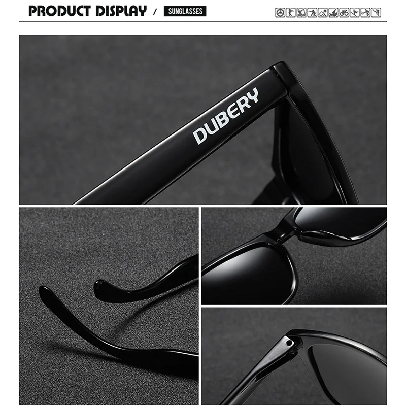 DUBERY Brand Design HD Polarized Sunglasses for Men Women Driving Sun Glasses Retro Summer Mirror 10 Color gafas de sol hombre