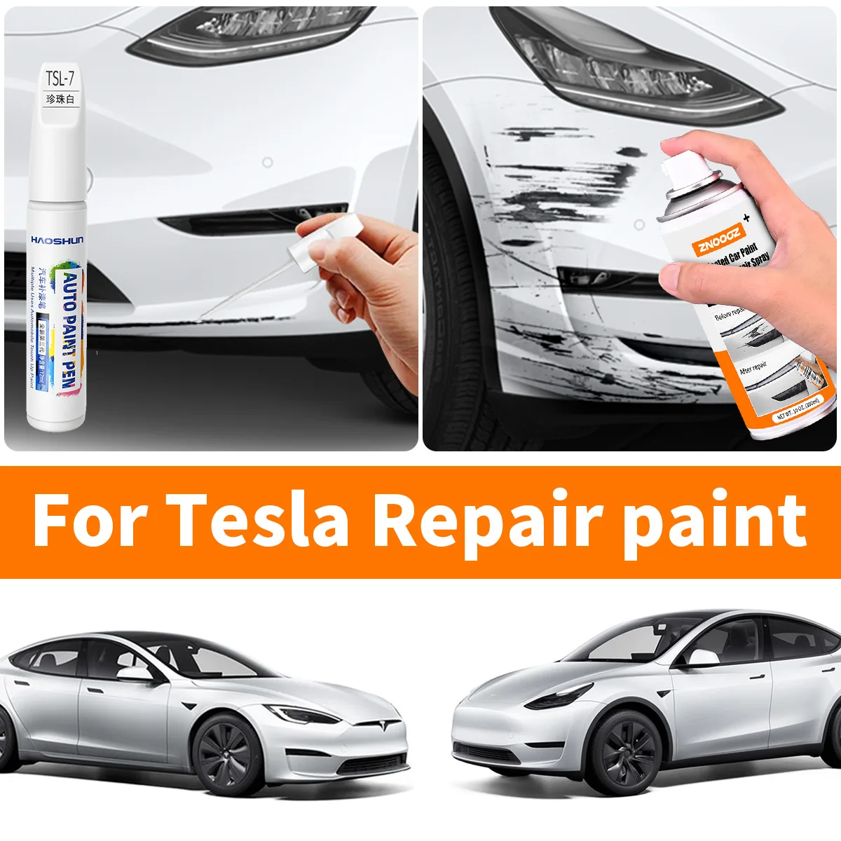 For Tesla Model S/Y/X/3 Car Scratch Paint Pen Deep Scratch Repair Removal White Black Red Silver blue grey Scratch Repair Spray
