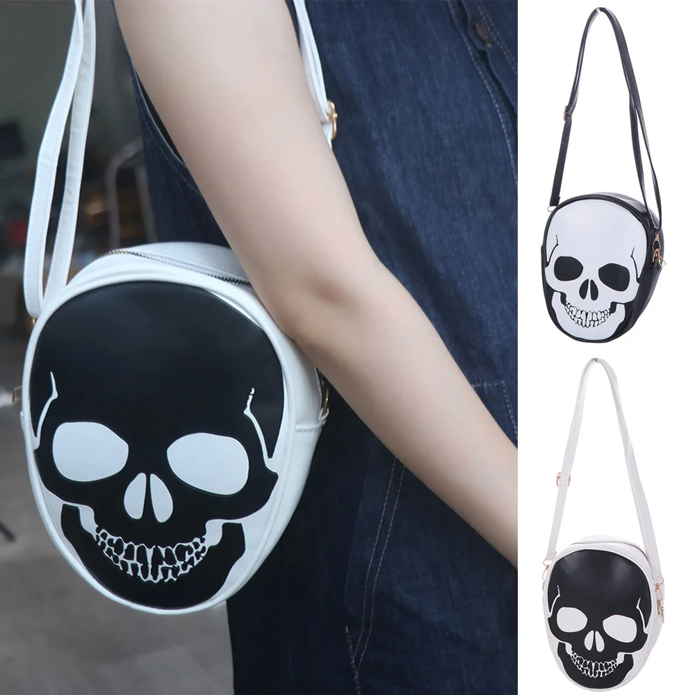 

Casual Creative Halloween Skull Shoulder Bag Devil Purse Ghost Crossbody Bag Gothic Novelty Leather Candy Bag Women