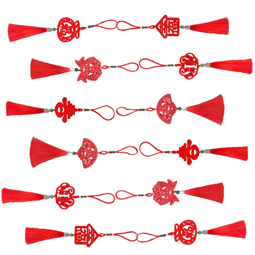 

12pcs Chinese Style Hanging Decorations Bright Red Ornament for New Year Party Wall Door Crafts Festive Decor