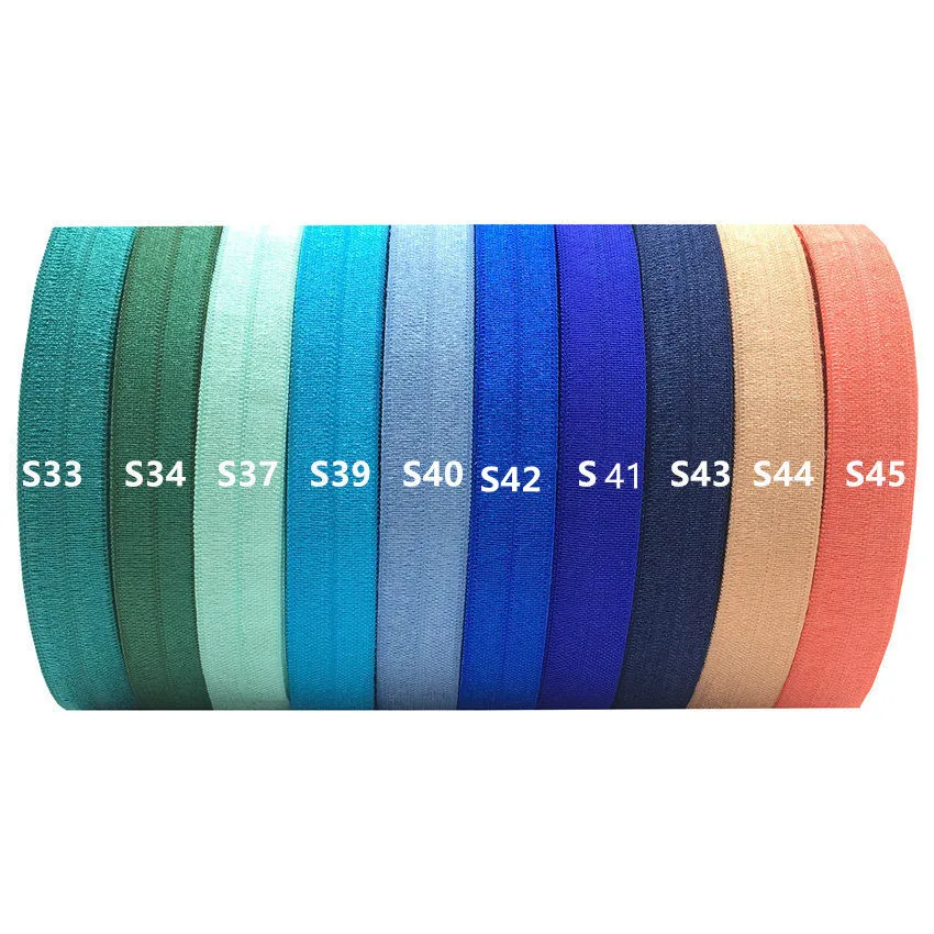 50/100Yards Solid Color Cheap Shiny Fold Over Elastic Plain FOE Spandex Band Hair Tie DIY Head Wear Gift Packaging Wrapping