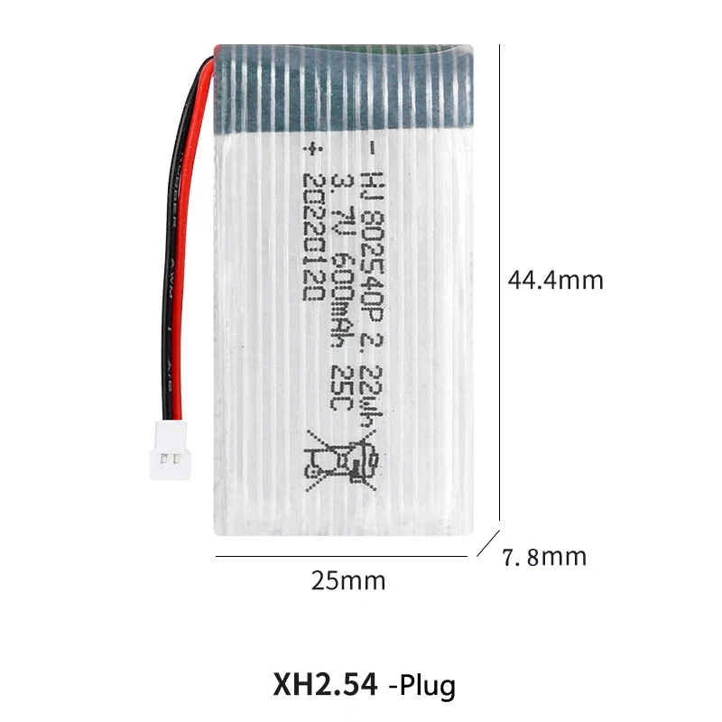 3.7V 600mAh bateria Lipo z wtyczką XH2.54 do zdalnie sterowanym samochodowym samochodu ciężarowego (UAV) X5C bateria do drona 802540P akcesorium