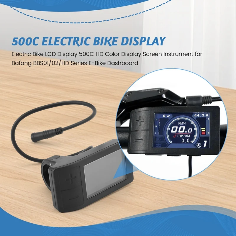 Electric Bike LCD Display 500C HD Color Display Screen Instrument For Bafang BBS01/02/HD Series E-Bike Dashboard