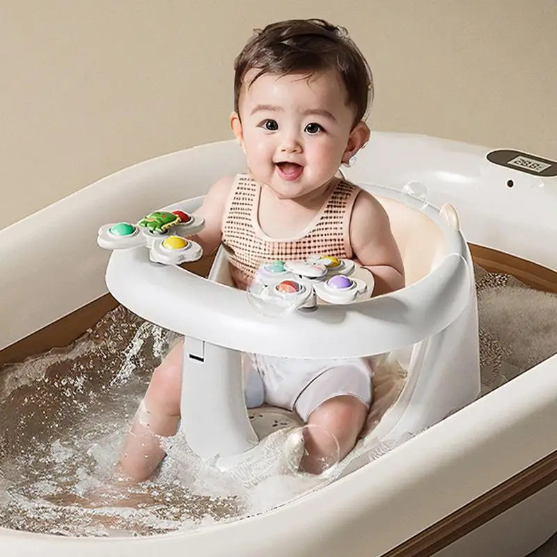 

Bath Seat For Baby Toddler Bathtub Chair Non-Slip Baby Bath Seat For 1-3 Years Old With Spin Toys For Play And Relaxation For