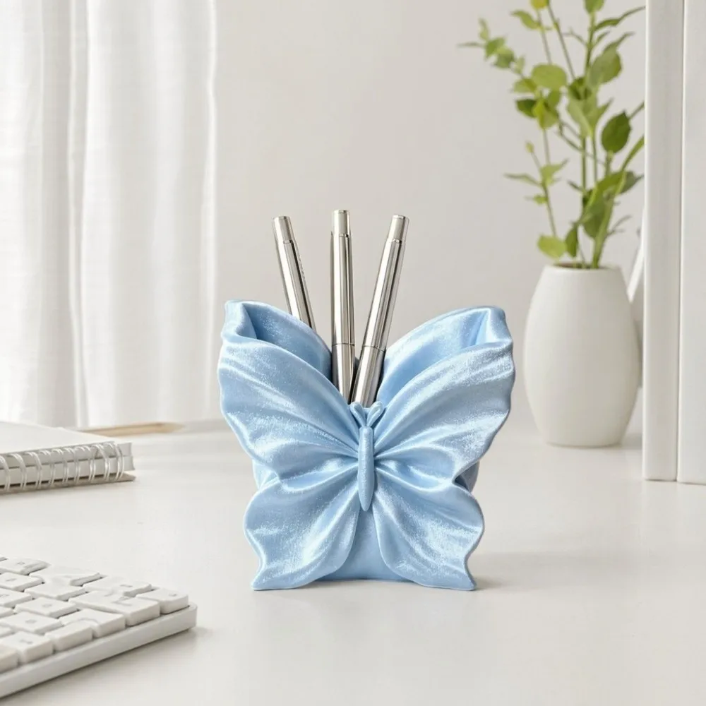 Desktop Organizer Butterfly Pen Holder Makeup Brush Bin Pencil Rack 3D Printed Pen Stand Stationery Storage Pen Container