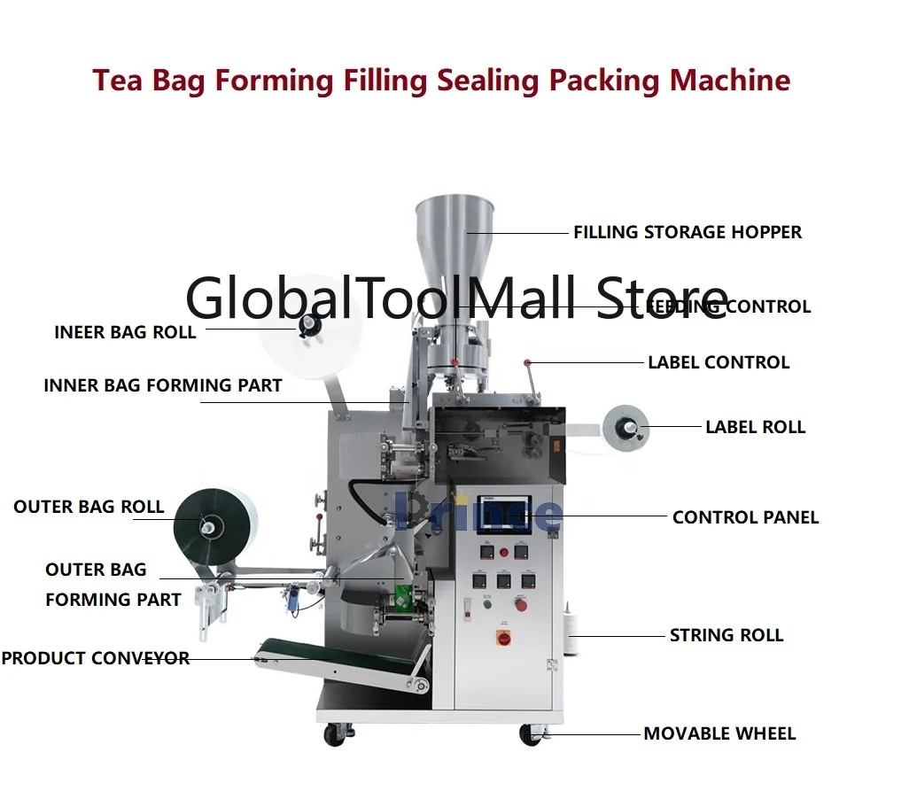 Square Bag Forming Filling Packing Machine with Thread and Label BlackFlowerBags Weighing Filling Sealing Machine