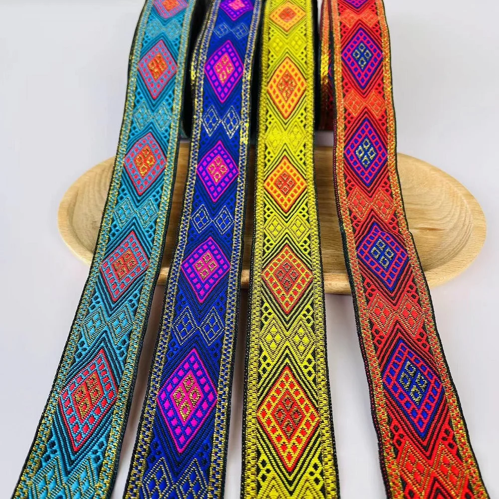 10Yards/Lots Woven Jacquard Ribbon Ethnic Lace For Curtain And Clothing Accessory Size 3.3cm LS-2706