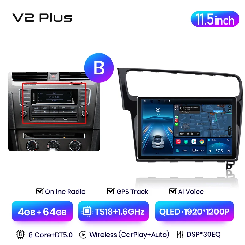 Junsun V3 Plus 2K Draadloze Carplay Android Auto Intelligente Systemen Voor Vw Volkswagen Golf 7 2013-2017 Autoradio