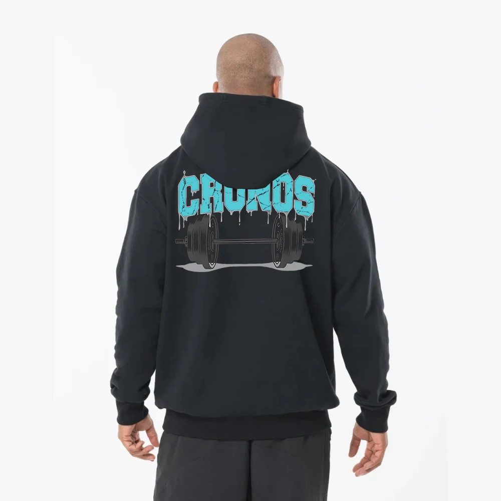 CRONOS Loose Mens Fitness Hoodies Graphic Pullover Hooded Sweatshirts Workout Street Style Male Hoodies With Kangaroo Pocket
