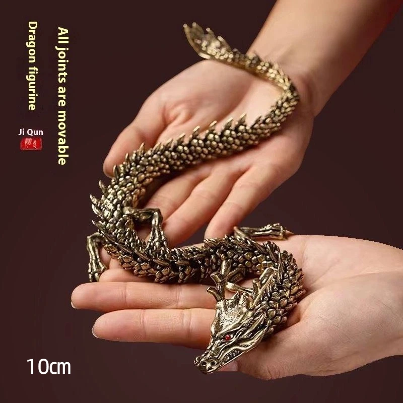 1Pcs Moveable Body Joints Antique Alloy Lucky Dragon Desktop Office Crafts 3D Dragon Statue Ornament Home Decoration Gifts