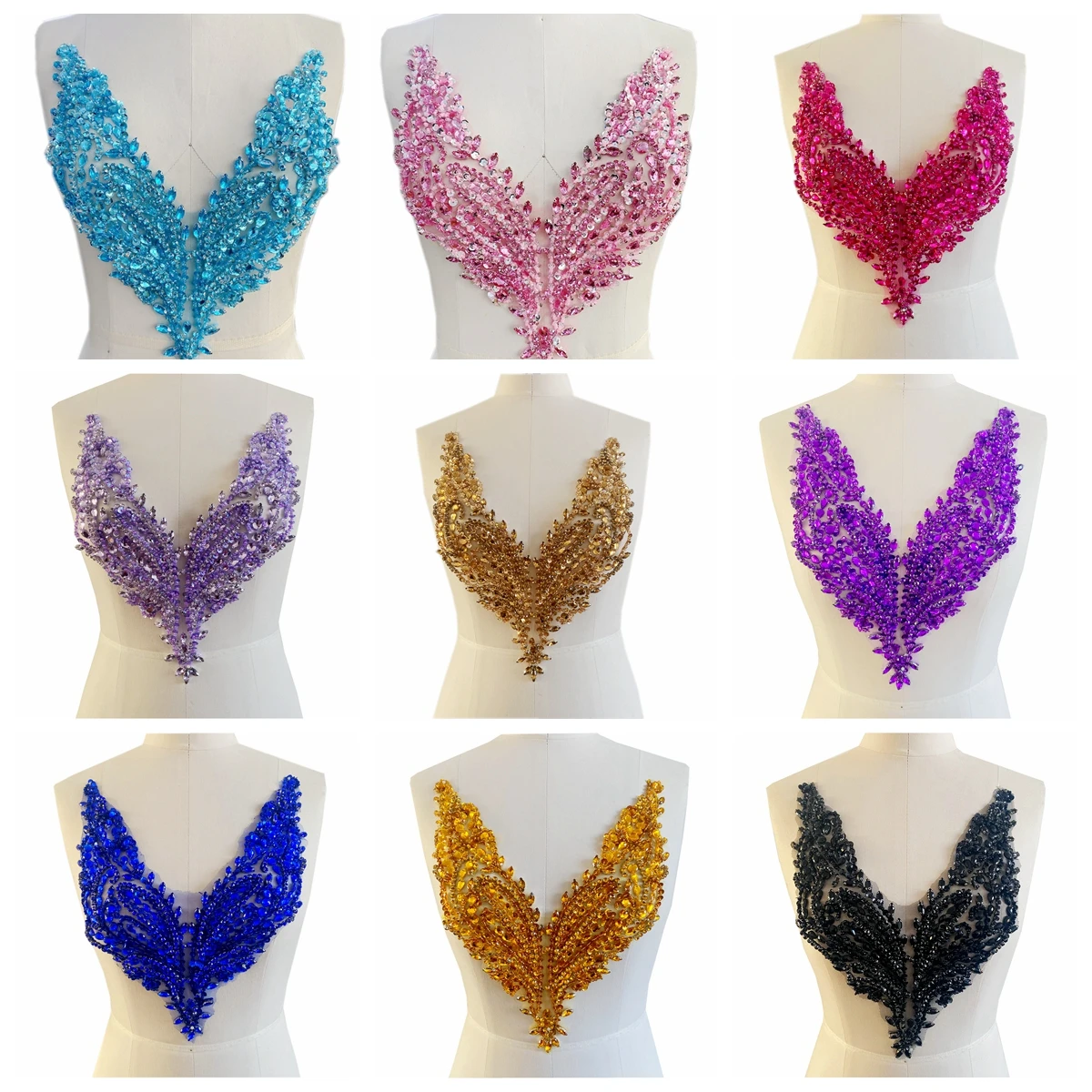 DIY Dress V Neck Bra Fabric Luxury Handmade Sequin Rhinestone Material Beaded Diamond Crystal Bra Tassel Apparel Decoration