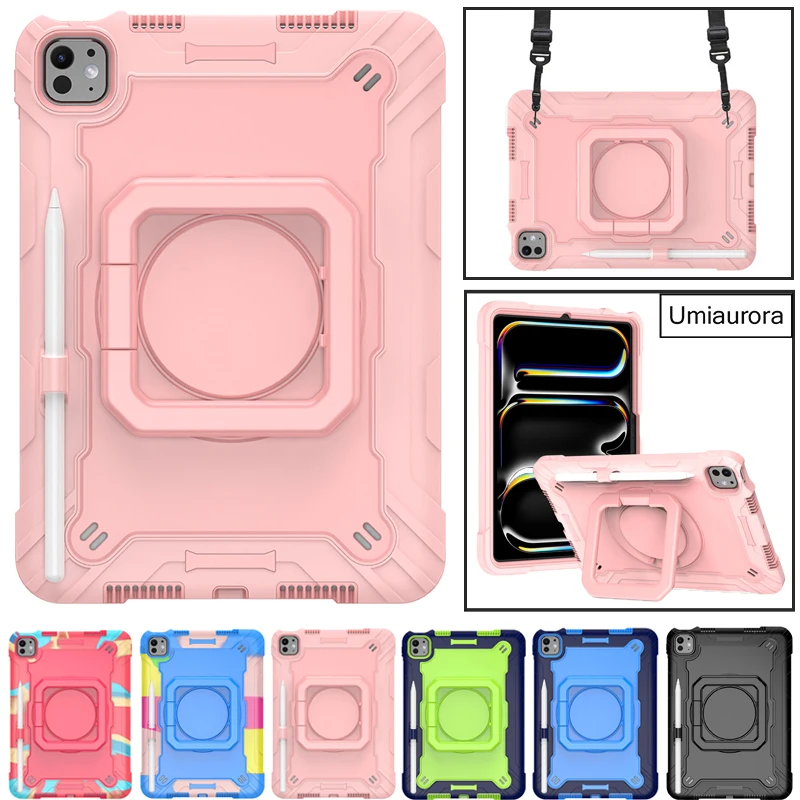

For IPad Mini 7 A17 Pro 11 inch M2 M3 M4 M5 Air 10.9 8th 9th 10.2 10th 11th Gen A16 Pull Ring Stand Tablet Case Shockproof Funda