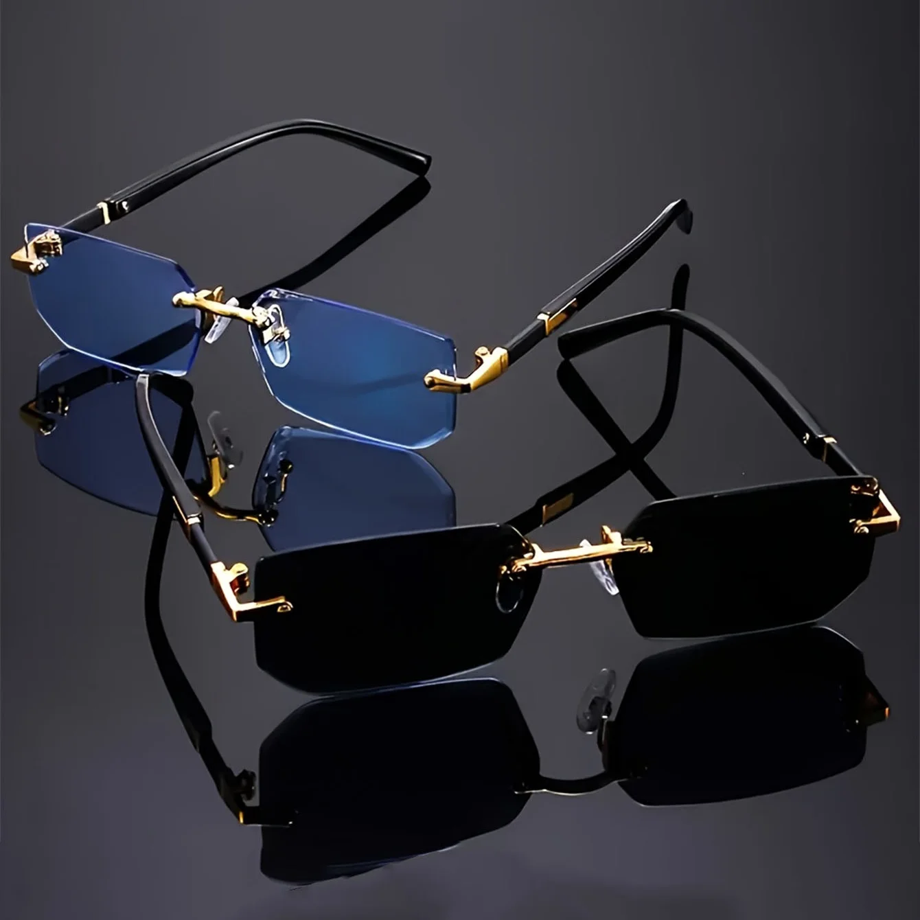 موضة بدون شفة النظارات الشمسية الرجال النساء Populare بدون إطار نظارات شمسية الذكور الإناث الكلاسيكية الصغيرة مربع الصيف السفر ظلال