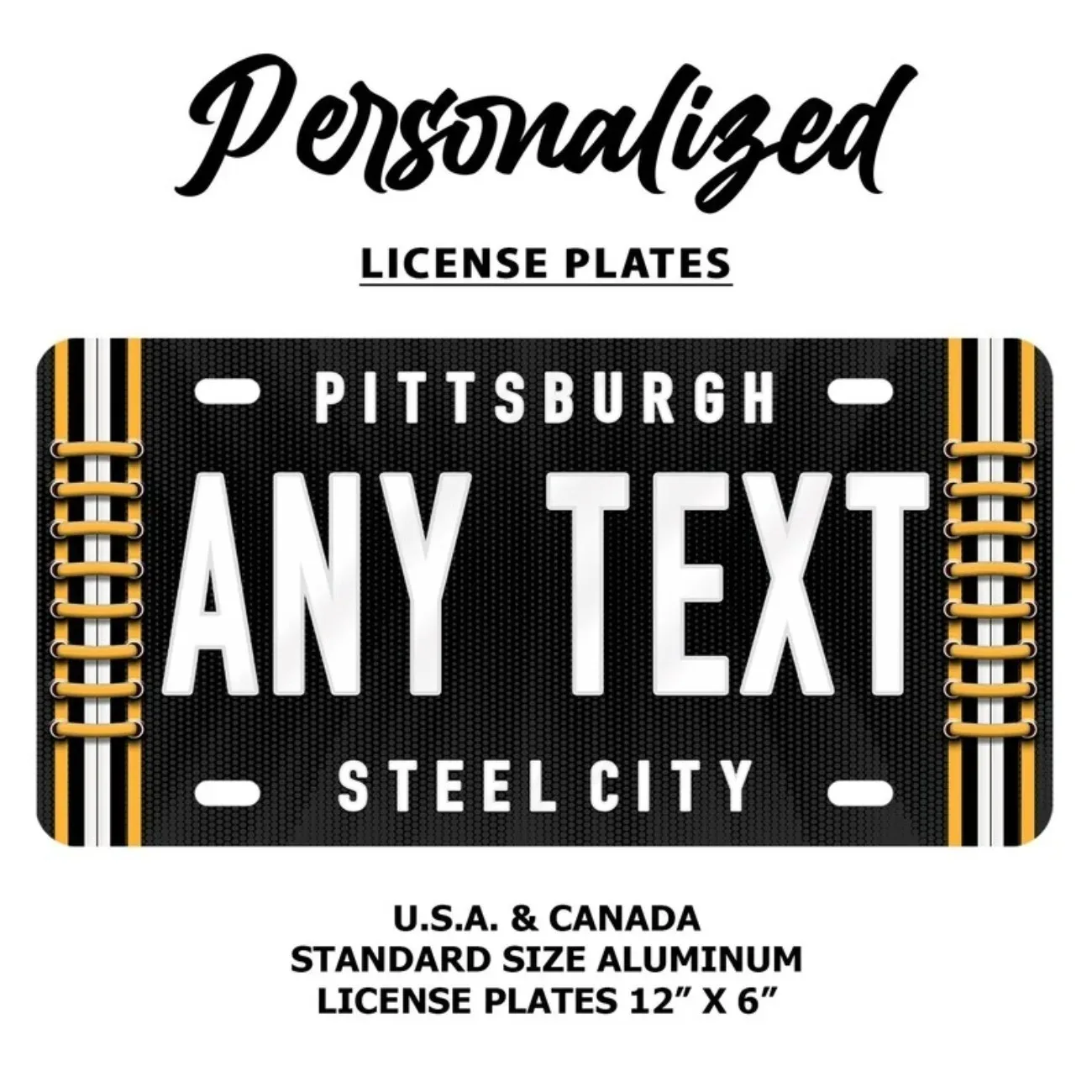 Personalized Pittsburgh Steelers Aluminum License Plate, 6-Time Champions Legendary Commemorative Decor for Car Home Garage Wall view 4