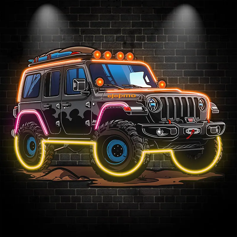 Black Jeep Neon signs Light, Creative LED Decorative Light, Unique Car Ambient Light, For Home, Party and Car Decoration