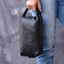 Bolso de mano de cuero de vaca para hombre, bolso de mano de gran capacidad, estilo chino, Retro, de moda, de alta calidad