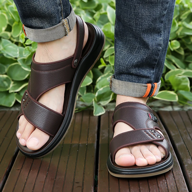 Summer Men Beach Sandals Leisure Comfortable Outdoor Beach Shoes in The United States British Driving Travel Sandals Men 38-47