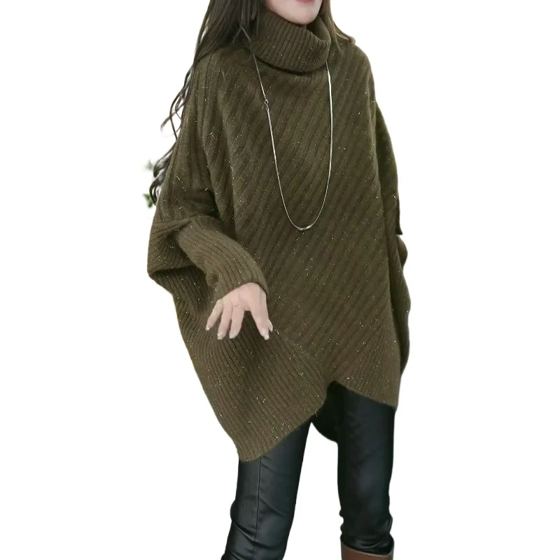 

High Street модный нерегулярный водолазка ленивый свитер женский весенне-осенний новый узкий свободный универсальный вязаный свитер топ