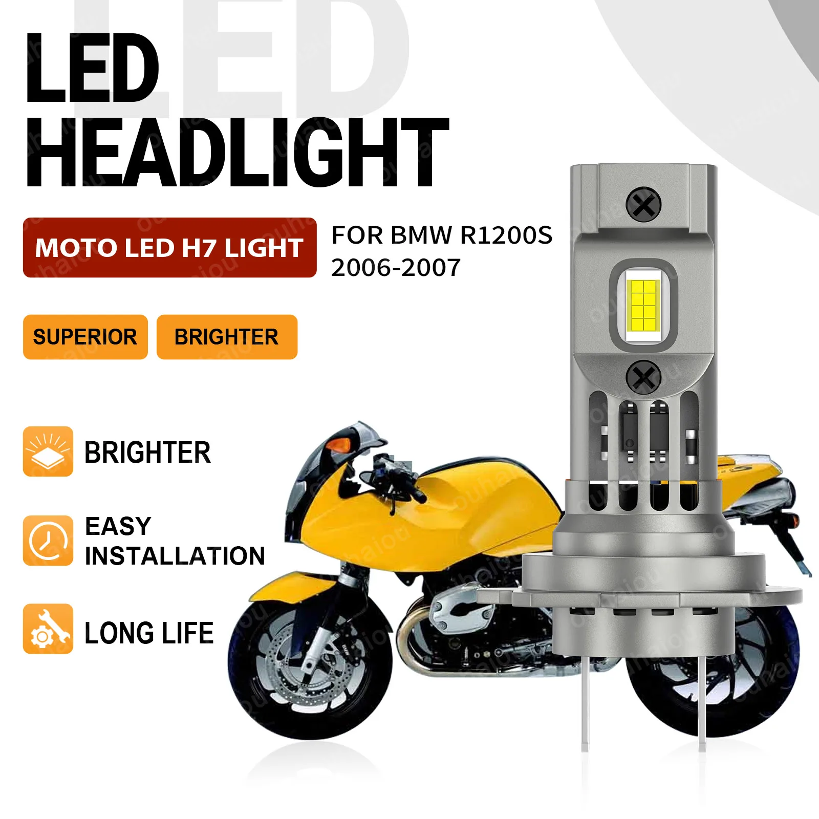 

For BMW R1200S 2006 2007 Motorcycle Led Headlight Bulb H7 CSP 3570 Moto Motorbike Lamps High Quality 15000LM 12V Fanless