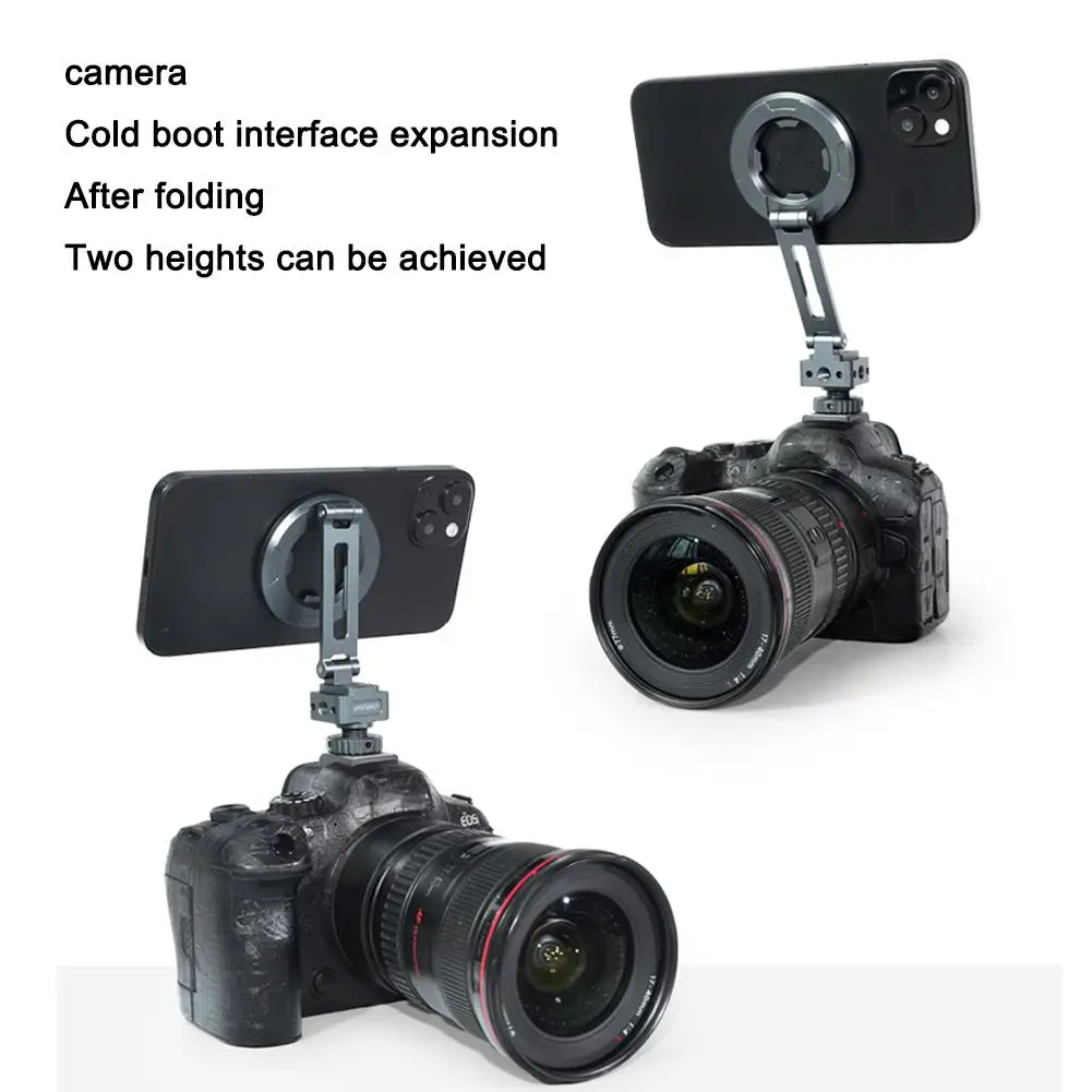 

Magnetic Phone Tripod Mount Adapter With Cold Shoe 1/4" Screw Hole Interface Phone Holder For Camera 16-12