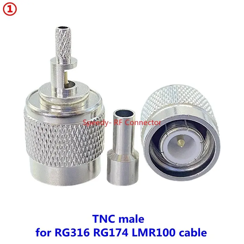 5PCS TNC Male Female Connector RPTNC Water Proof Crimp for RG316 RG174 RG58 LMR195 LMR195 RG142 Cable Fast Delivery Brass Coax