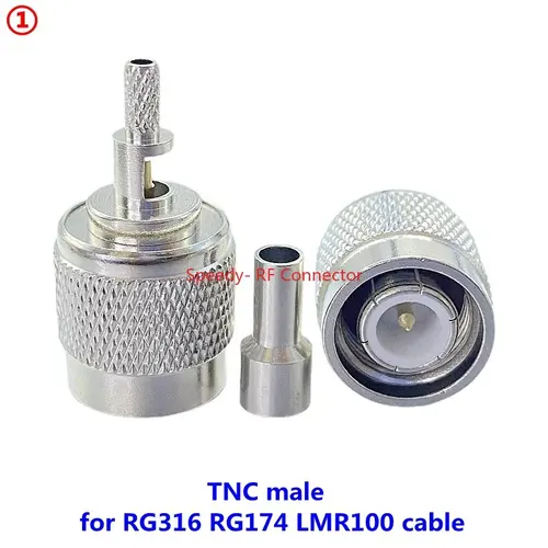 Imagen 2 del producto Conector macho y hembra TNC, Cable de crimpado a prueba de agua para RG316, RG174, RG58, LMR195, LMR195, RG142, 5 piezas, entrega rápida