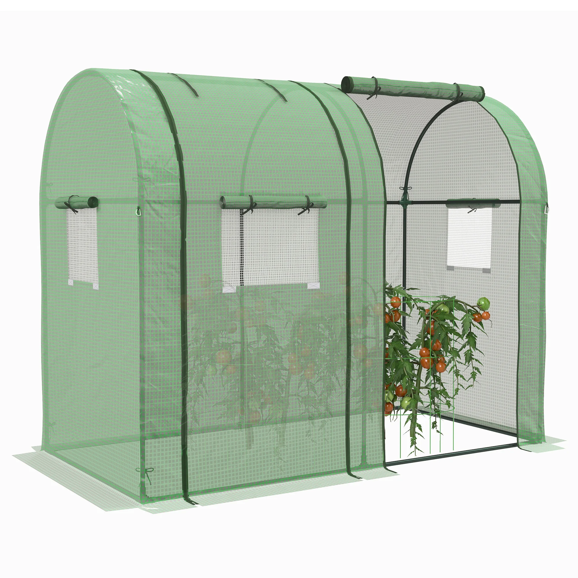 Outsunny Tuinkas met 4 Ramen 2 Deuren 185X94X150 cm Groen