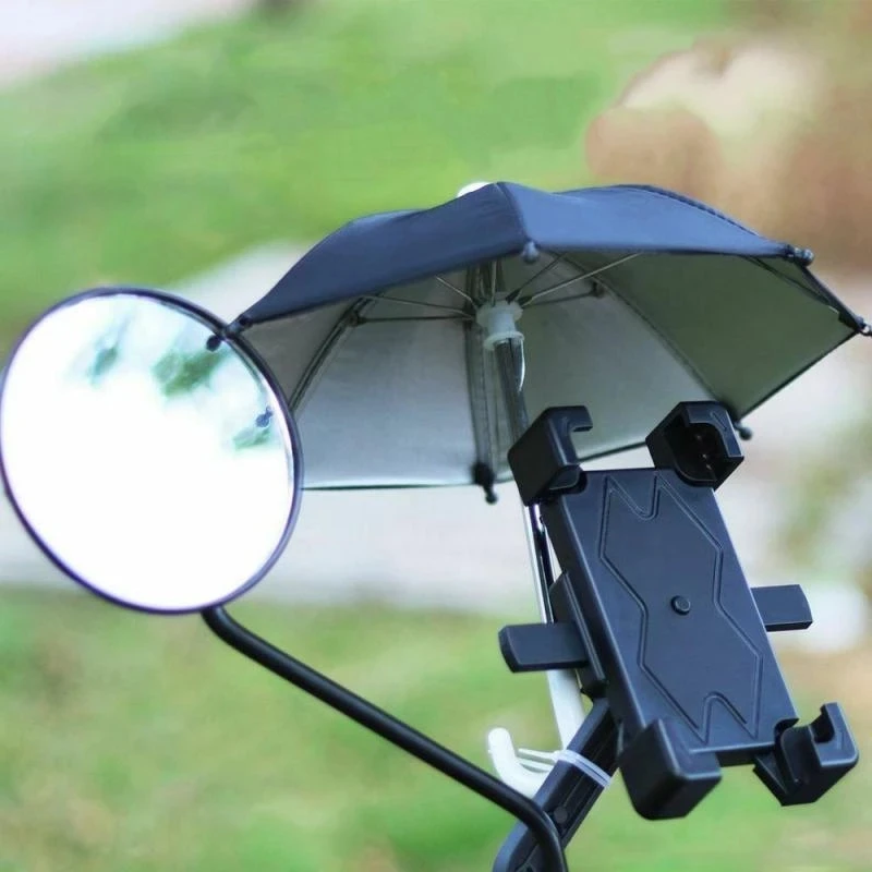 Portable Motorcycle Bicycle Mobile Phone Holder Mini Parasol Waterproof Riding Phone Holder Mini Sun Shade Riding Accessories