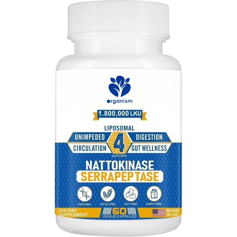 

Liposomal earthworm kinase nattokinase sareplase complex, used for overall health and digestive health support, 60 capsules
