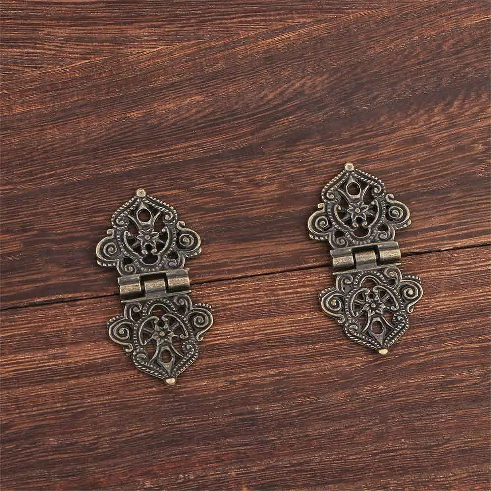 

Door Wooden Box Alloy Chinese Style Vintage Mini Furniture Hardware Butt Hinges Hollow Flower Antique