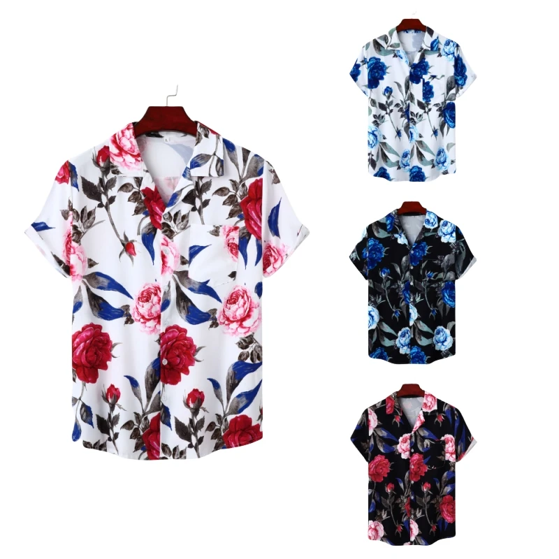 Hawaiian Shirts For Men Shirt Luxury Brand Men's T-shirts Man 2024 NEW Men's Clothing Fashion Blouses Social Cotton T-shirt