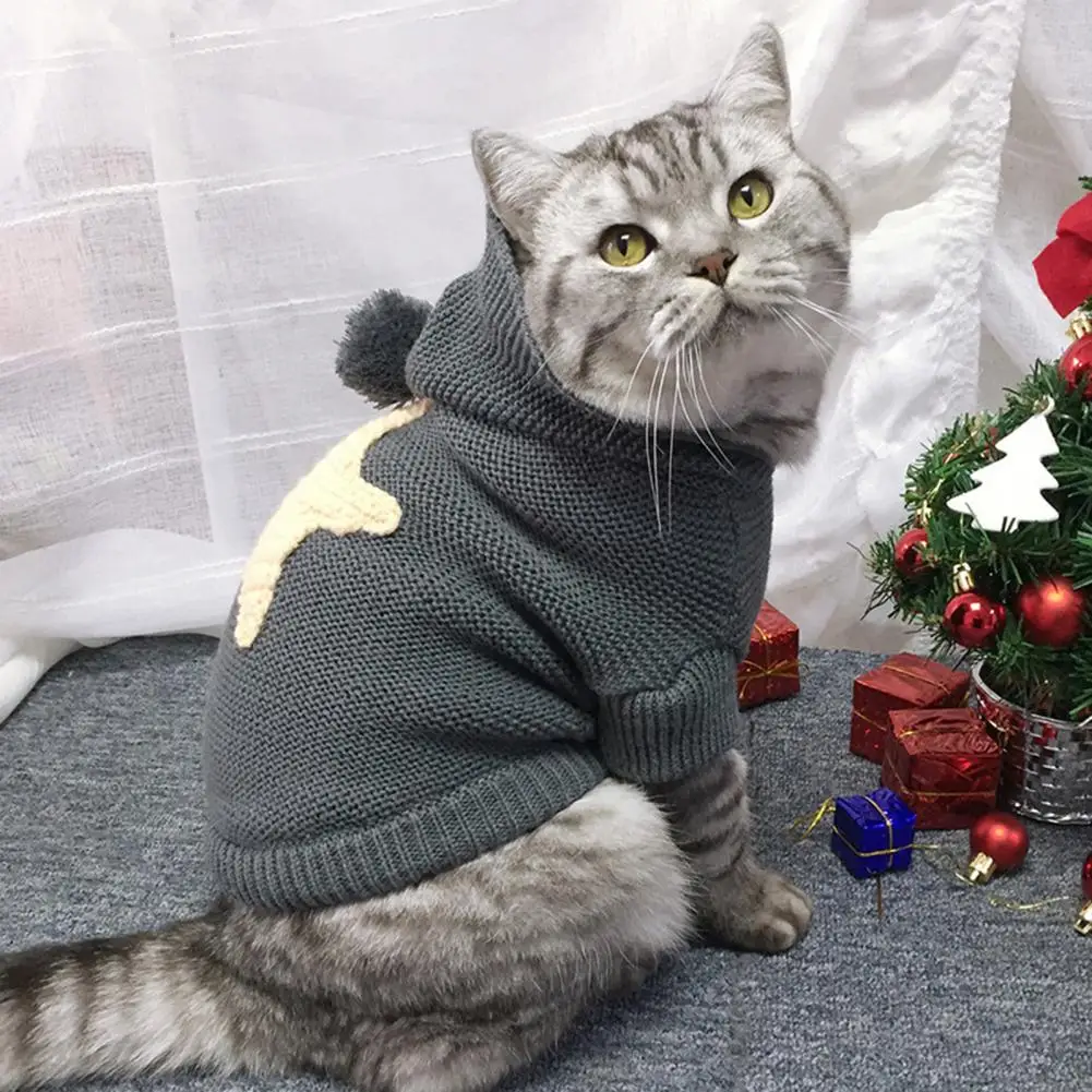 Christmas Cat Sweater Winter Warm Two-leg Pet Costume For Cats High Collar Knitted Kitten Hoodies Sweatshirts for Dog Cat Coat