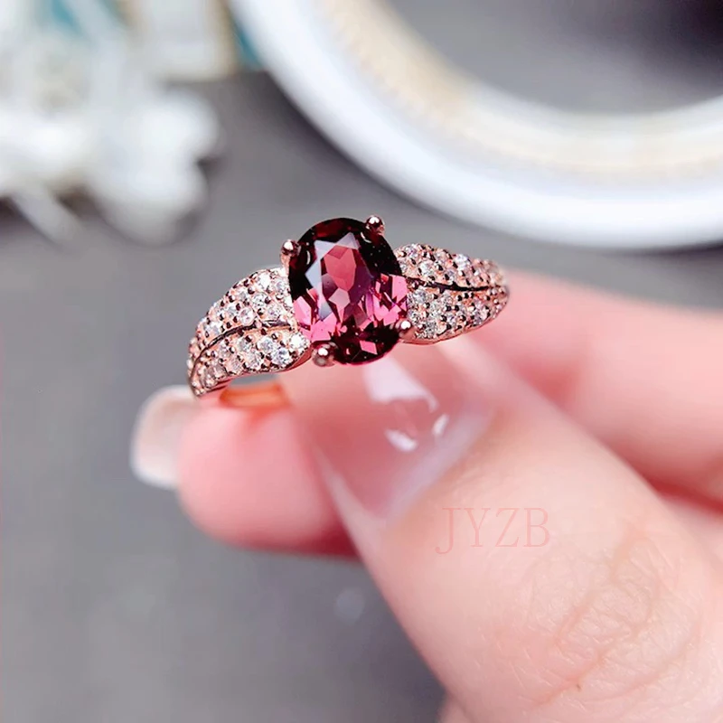 Fine Jewelry Vintage Real Natural garnet Ring Female 925 sterling Silver Fashion gemstone Fine jewelry Wedding Christmas gift