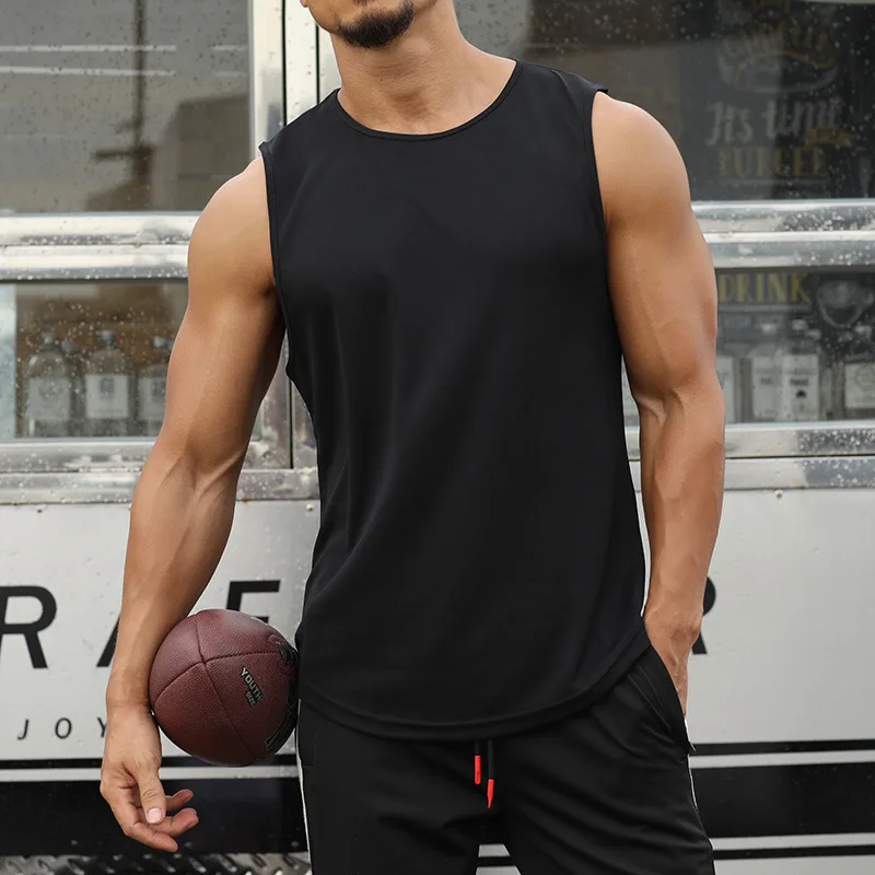 Summer Marathon Quick Dry Sports Tank Top Men's Sleeveless Tank Top Running Training Basketball Loose Fit Tank Top