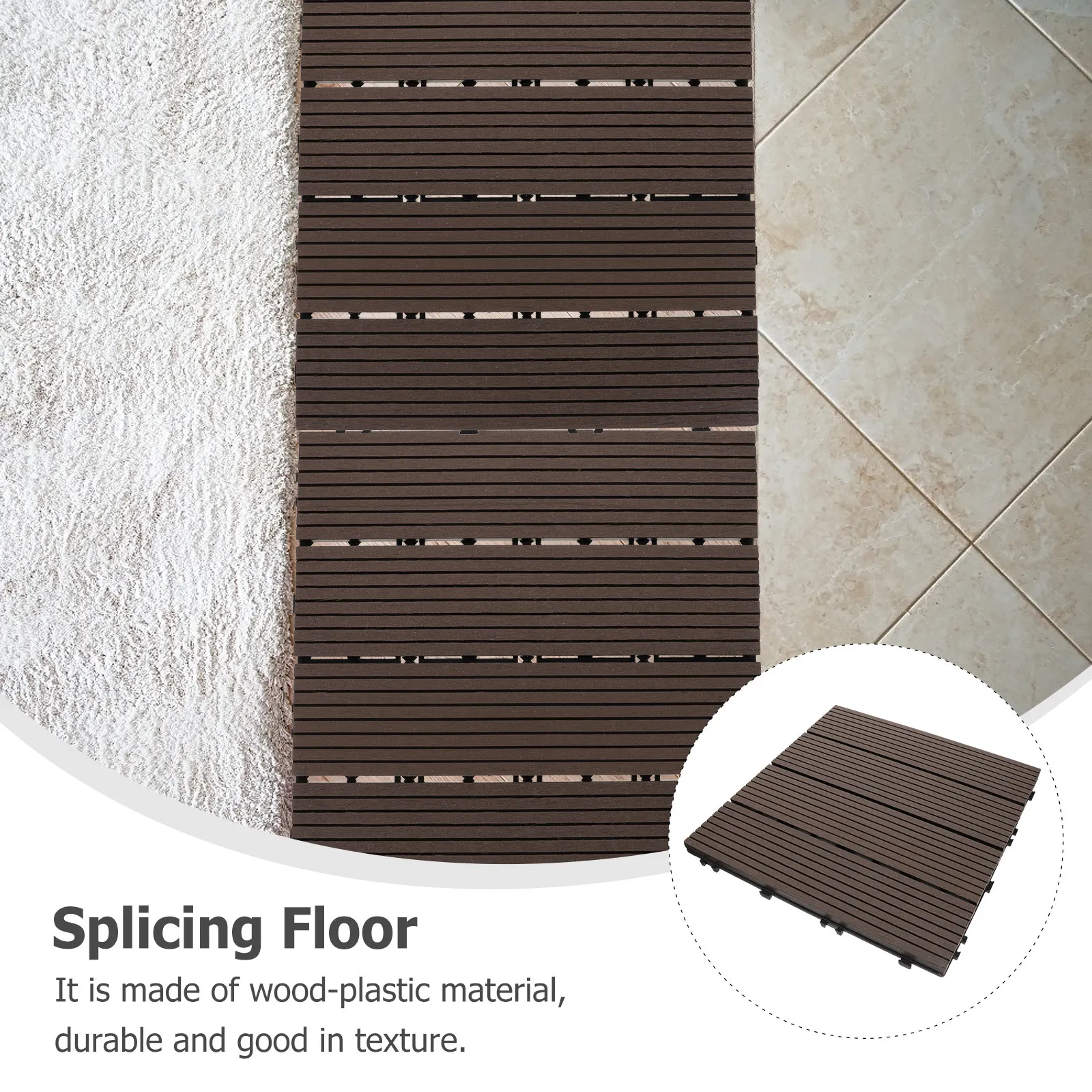 Wooden Plastic Splicing Floor Durable Tiles for Garden Balcony Terrace Anti Corrosion Moisture Insect Proof Fire Proof Easy