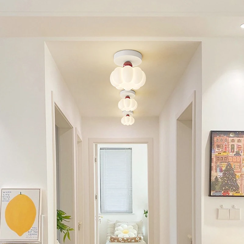 Cream Style Pumpkin Teto Lâmpada LED, Sala de estar, Corredor, Corredor, Quarto, Varanda, Luminárias de decoração, 8W