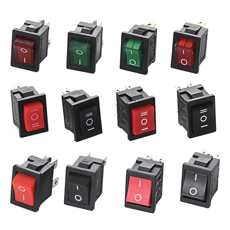 KCD101 2Pin 3Pin 4Pin 6Pin 21x15mm Mini Push Button Switch SPST 6A 250V AC Snap-in On/Off Boat Rocker Switch 10A 250V Car Switch