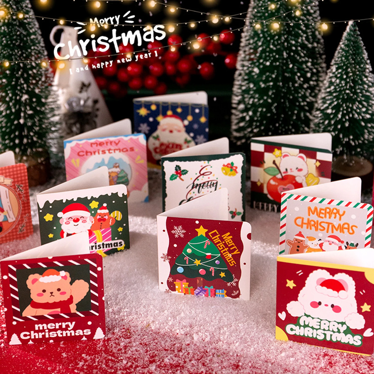2,7 x 2,7 Zoll Mini-Weihnachtskarten – leere Notizkarten für Weihnachten, Winterurlaub, Gruß, Partyzubehör und Geschenkausche