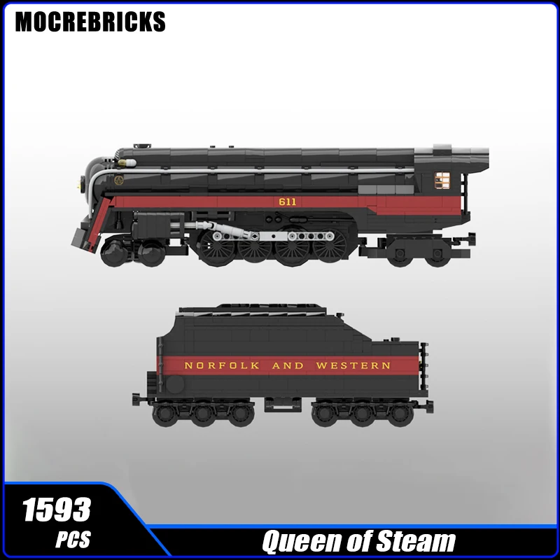 Londres e Western Passenger Train Modelo, Rainha Locomotiva a Vapor, Building Block Carriage, Technical City, Brick Toy Presente, 611