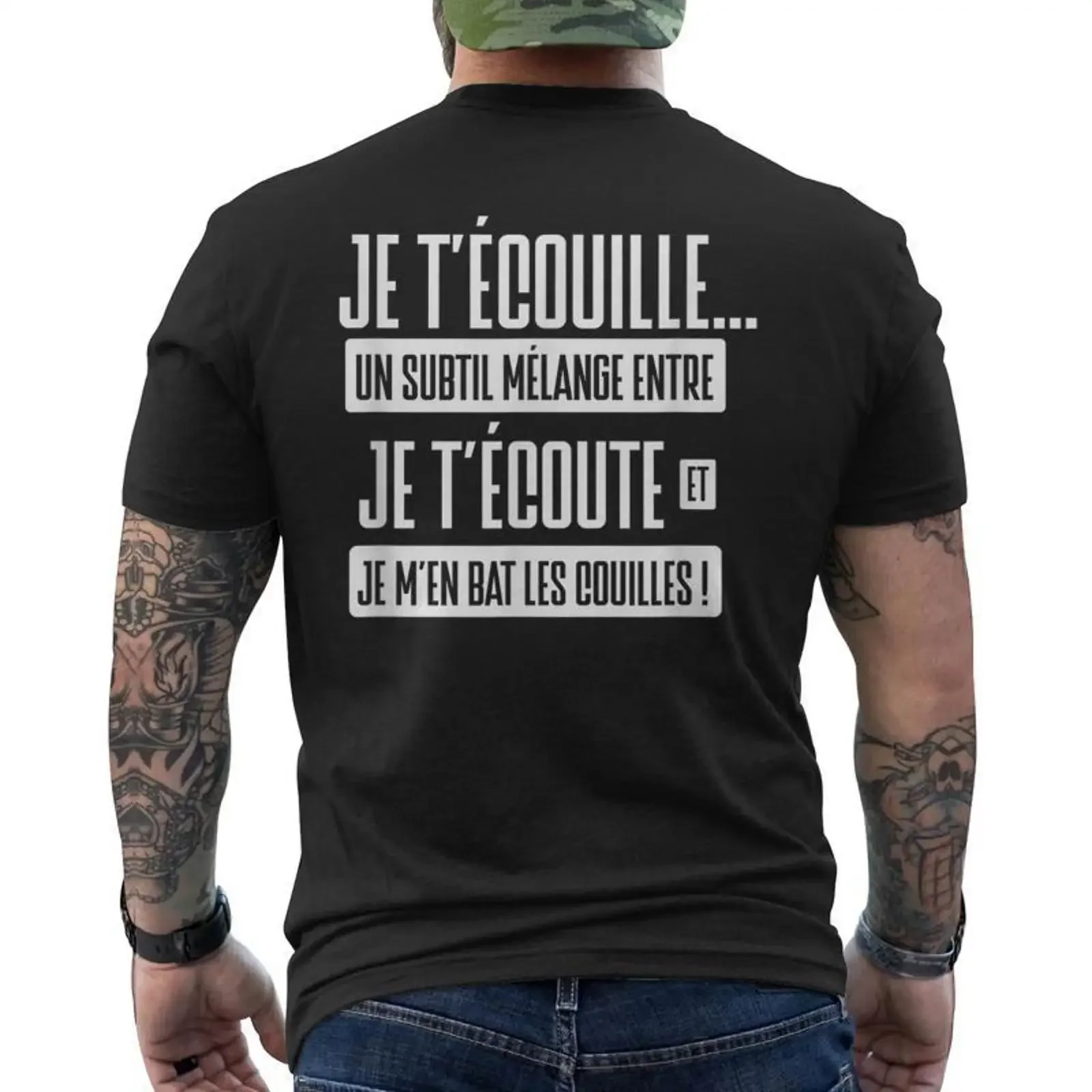 Punchline Humour Phrase Drôle Blague Beauf Je T'écouille T shirt imprimé au dos Cadeauxyz vintage Washed Unisex