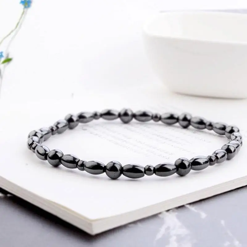 Magnetic Geometric Ball Anklet Hematite Bracelet Natural Hematite Stone Bead Stretch Bangle Chakra Yoga Energy Bracelet Jewelry