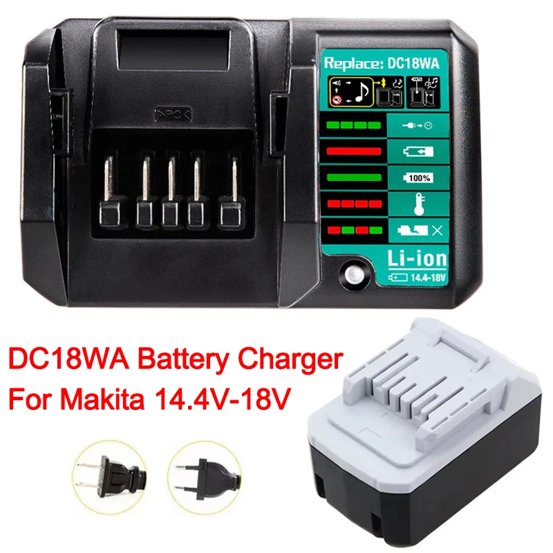 Carregador de Bateria Li-ion para Makita Bateria de Lítio Dc18wa 14.4v 18v Bl1415g Bl1413g Bl1815g Bl1820g Bl1811g Bl1813g
