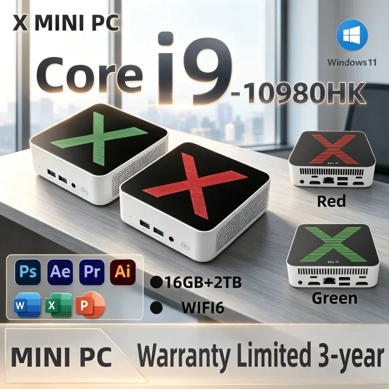 High Performance 2026 X Mini PC Intel I9 10980HK 16GB RAM 1TB/2TB SSD WiFi 6 BT 5.2 Win11 Pro 4K Playback Daily Office Desktop